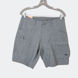 Aftco Fishing Diffuse Shorts Gray‎ Lighweight UPF 40 Quick Dry Mens 30 8" Inseam